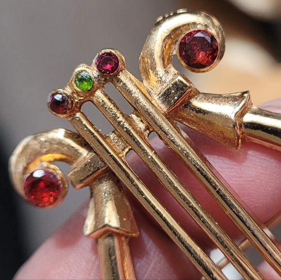 Custome made vintage Cora harp natural gems SpinelTsvarite Green red garnets